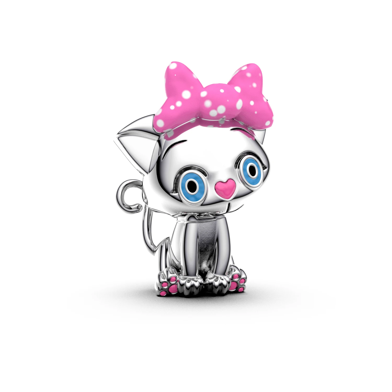 Manyilus S925 Silver Bow Kitty Sundae Charm for Original Bracelet, Cute Animal Dessert Jewelry Pendant DIY, Sweet Kawaii Gift - view 6
