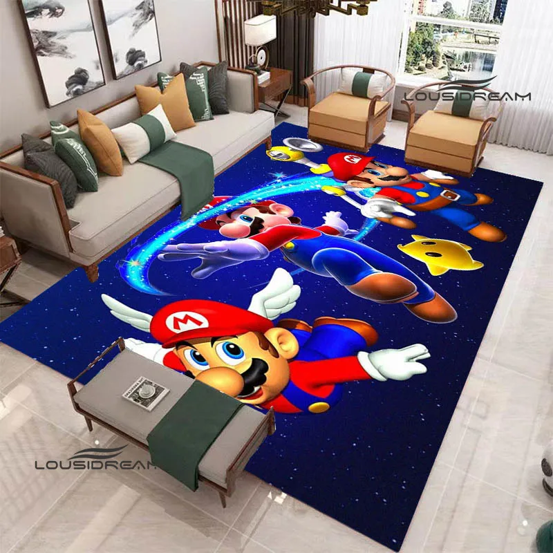 Tapis imprimés de dessin animé m-mario-bros en 3D, antidérapant, zone de coussin de yoga, pour l'extérieur, mignon, cadeau d'anniversaire