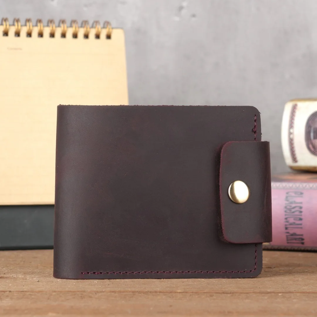 New men's and women's wallets Crazy Horse first-layer cowhide wallets, genuine leather bags, retro and simple horizontal models