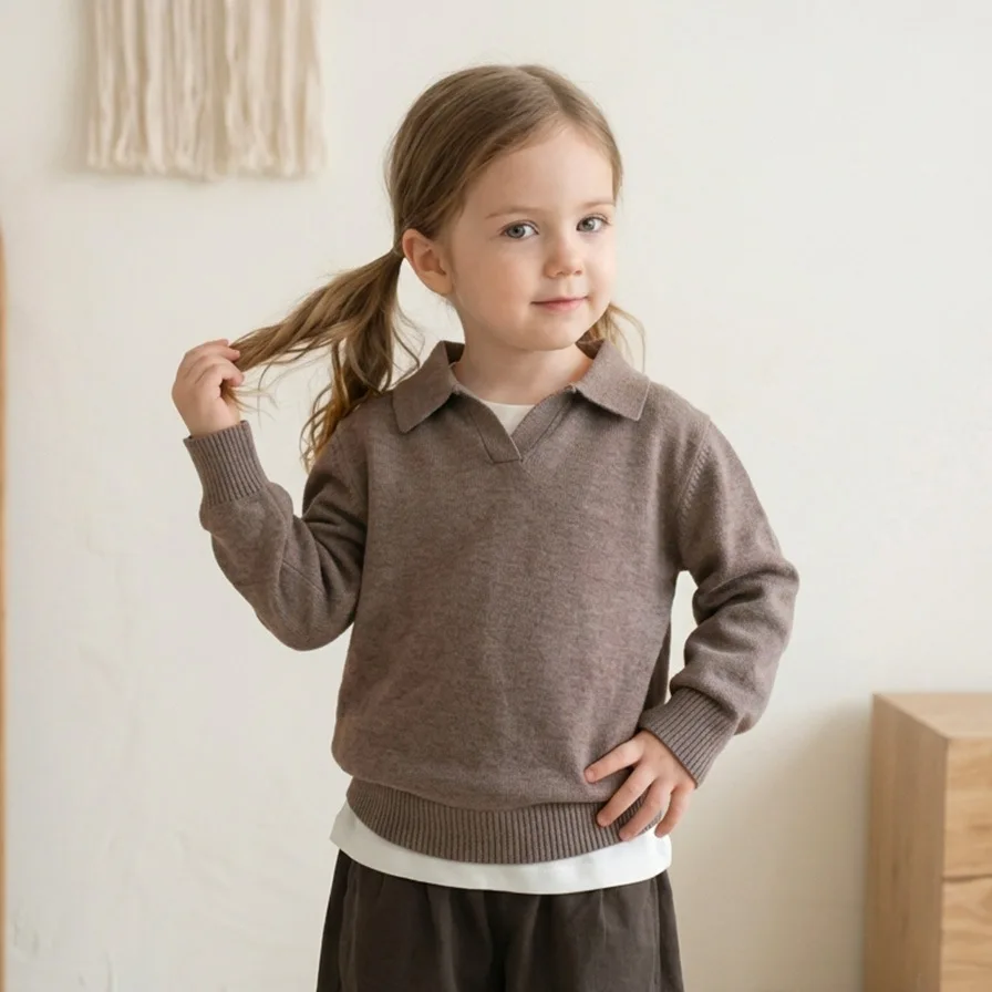 New Kids Crew Neck Pullover T-Shirt Long Sleeve Cotton Undershirt Solid Basic Casual Tops for Boys Girls Spring Autumn Winter