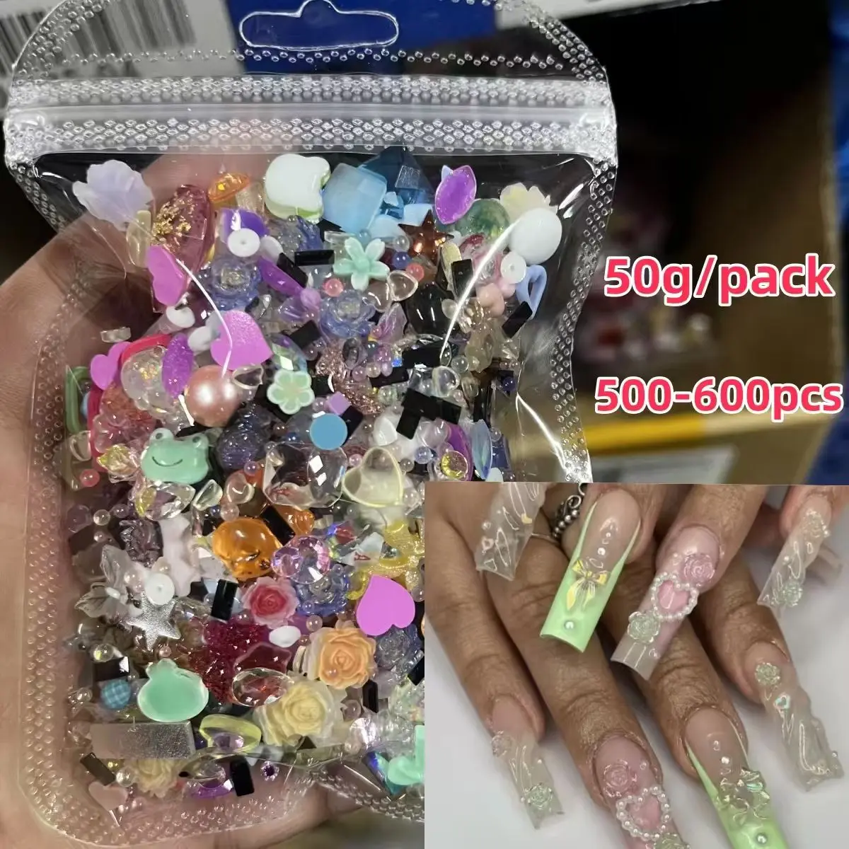 50g/Bag Random Mixed Shapes Resin Charms Mixed Color Flatback Ornaments For Nail Art DIY Phone Case Craft Decoration