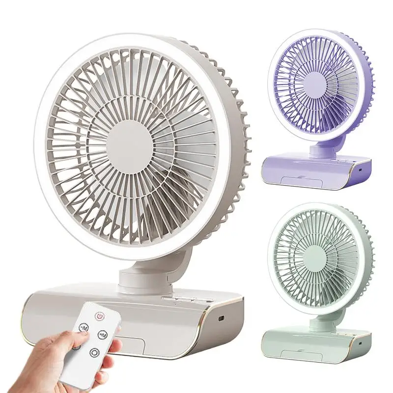 

Portable Fan 5 Speeds Oscillating Fan With Remote Control 2000mAh Rechargeable Travel Supplies Air Cooler For Men Women