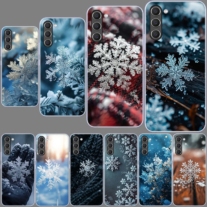 Snowflake Winter White Snow Christmas Phone Case for Samsung A54 A14 A24 A34 A17 A37 A57 A55 A35 A25 A15 A13 A23 A33 A53 A07 A05