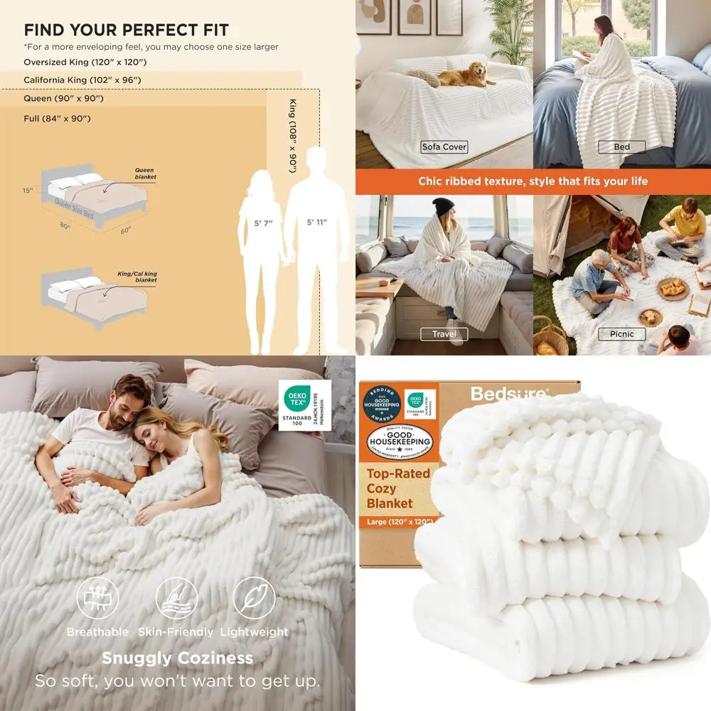 

Уютное флисовое одеяло большого размера — мягкое плюшевое одеяло для женщин, милое одеяло большого размера для девочек, белое, 120x120