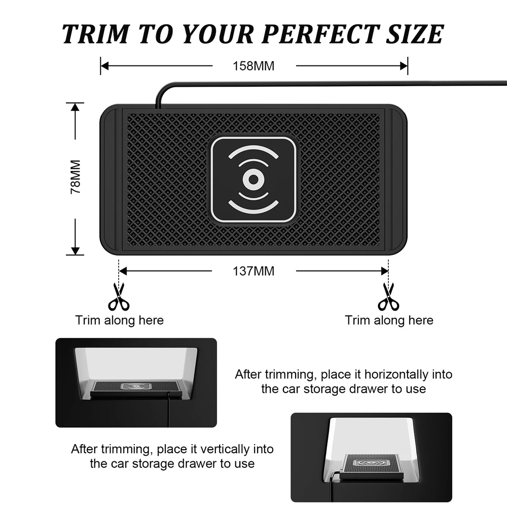 Car Wireless Charger Non-slip For Car Silicone Pad Fast Wireless Charging Charger Dock Station Pad for iPhone Samsung