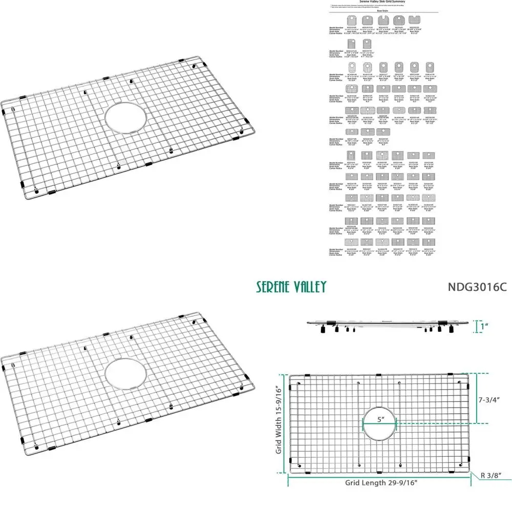 

Решетчатая нижняя решетка для раковины 29,5 x 15,5 с центральным сливом и защитой радиусом 0,375
