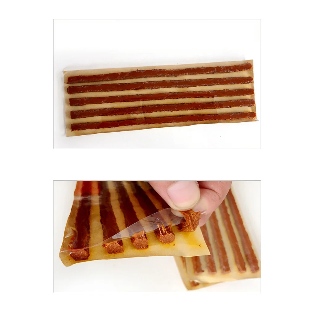 5 conjuntos de tiras de reparo de pneus selador para carro motocicleta scooter bicicleta sem câmara de ar kit de correção de punção marrom ferramenta de manutenção