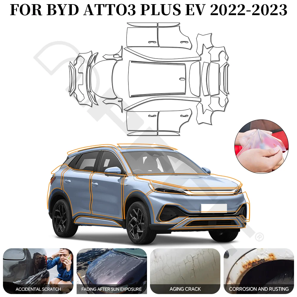 

For BYD ATTO3 Plus EV 2022-2023 TPU Car Film Pre-Cut 9Mil Paint Protection Film Full Vehicle PPF Invisible Anti-scratch Car Film