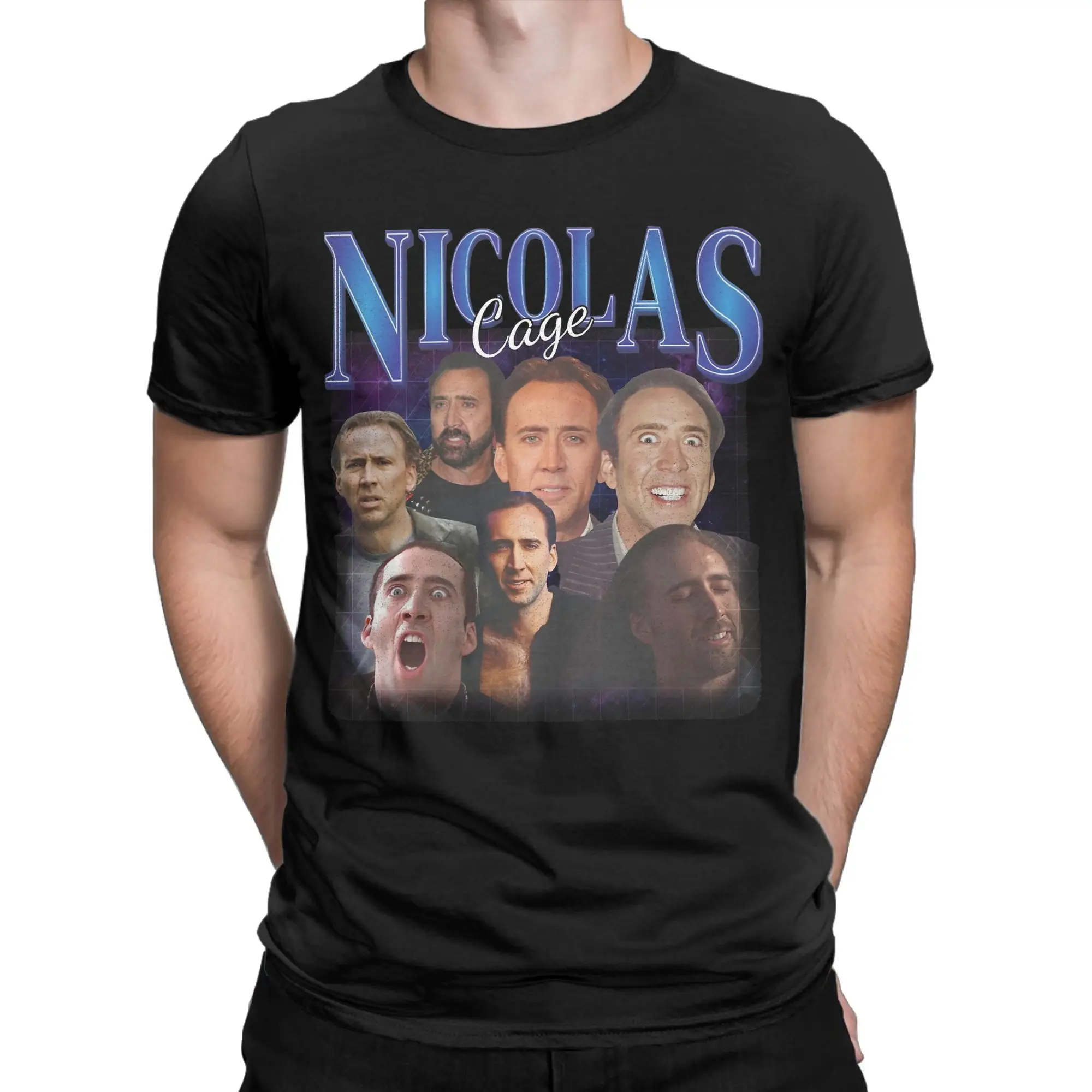 Men T-Shirt Nicolas Cage Nick Cage Awesome 100% Cotton Tee Shirt Short Sleeve  T Shirts Round Collar Clothes Printed