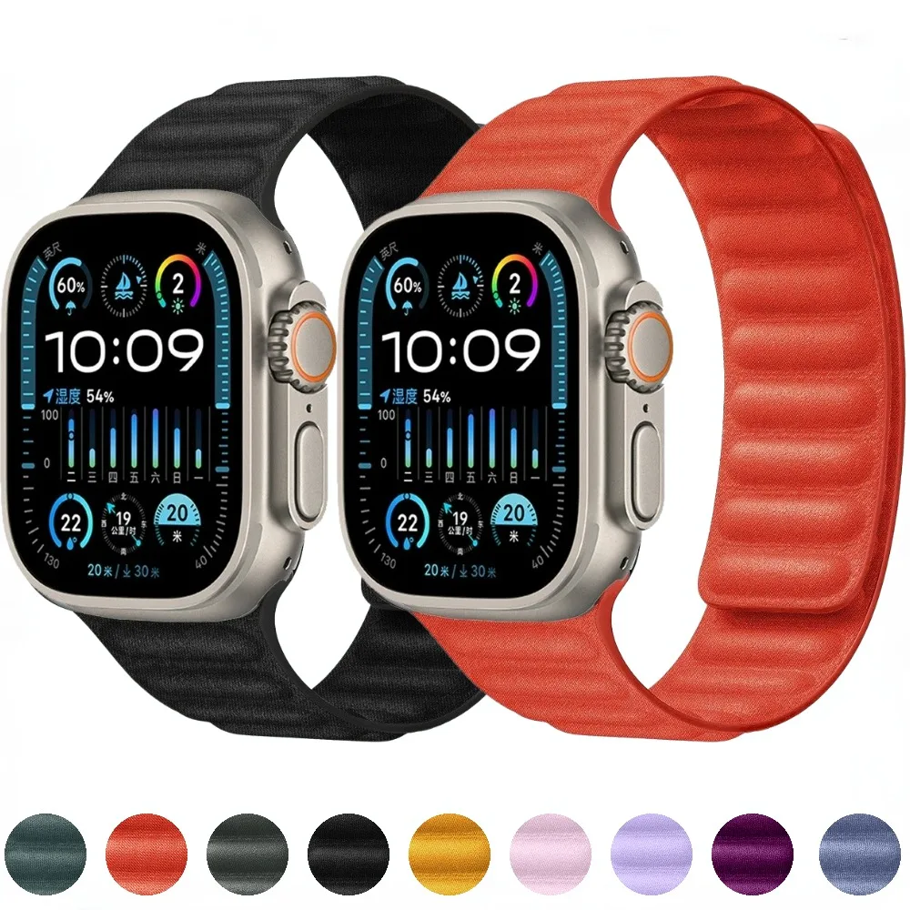 

Silicone Strap for Apple Watch Band Ultra/2 49mm 10 9 8 7 46mm 42mm 45mm 41mm Magnetic Strap iWatch Series 6 5 4 SE 3 44mm 40mm