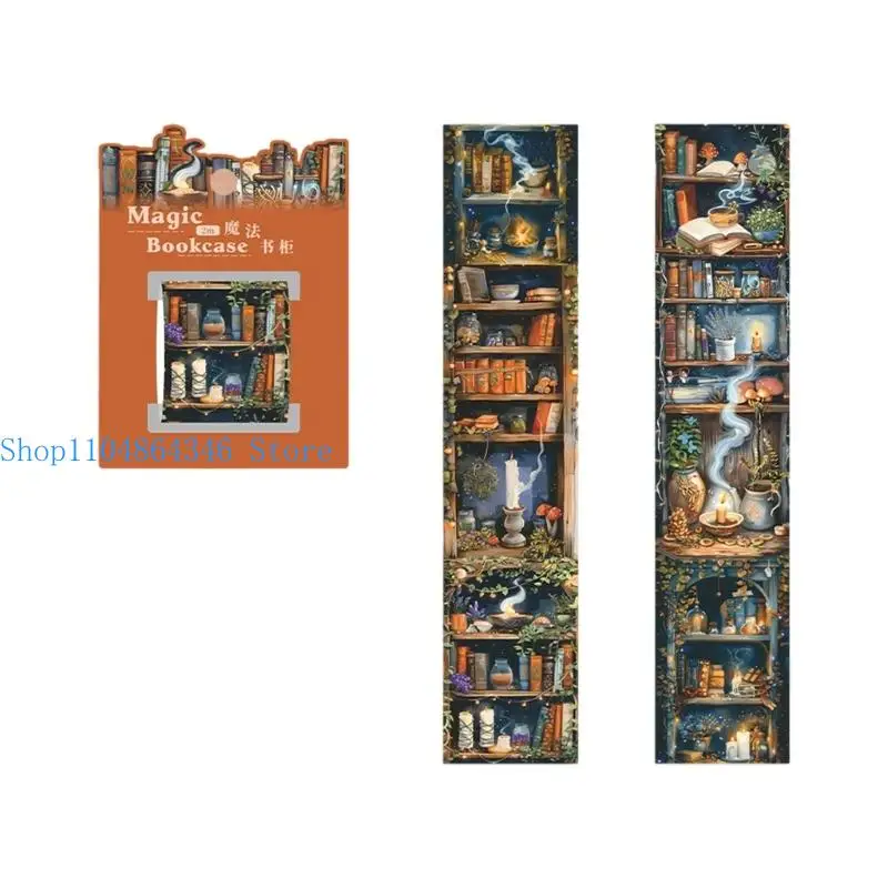 5asd 6Roll Bookshelf Theme Sticker Decorative PET Tape For Scrapbooking Notebook