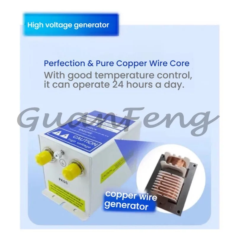 Horizontal mount AC ion air cutter bar static elimination kit, industrial anti-static ionization bar and power supply assembly