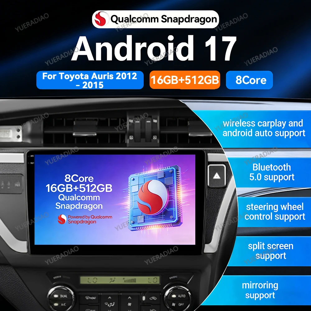 Android 17 Car Radio For Toyota Auris 2 E180 2012 - 2015 Right Hand Drive Carplay Multimedia Central GPS NAVI Backup Camera SWC
