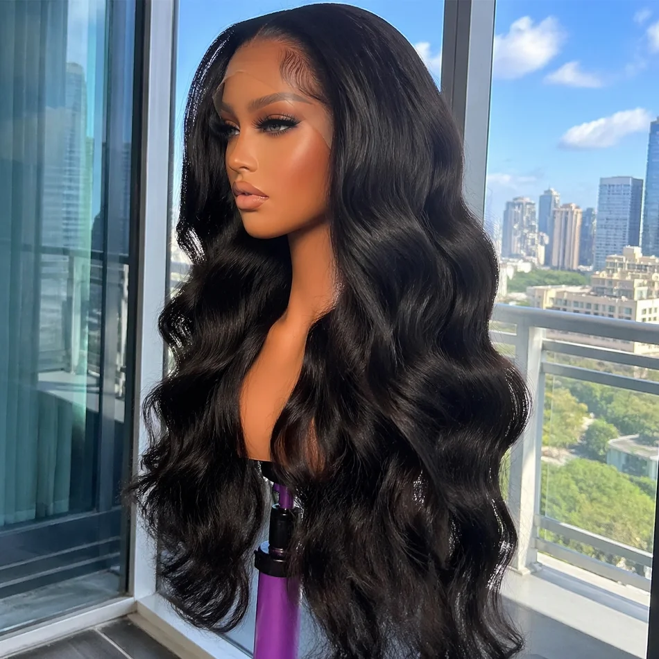 

Extra Long 40 Inch 250% Density Natural Black Body Wave Remy Human Hair Wigs 13x4 HD Lace Frontal Bouncy 5x5 Glueless Wear and G