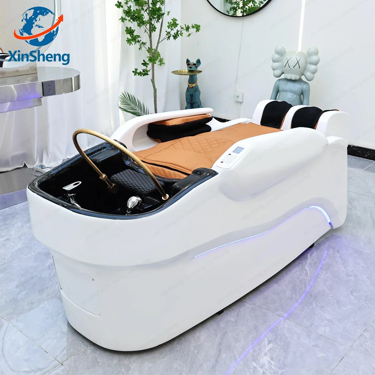 

XinSheng Professional Electric Massage Bed Head SPA Salon Massage Table Hair Washing Fumigation Beds Barber Shop Smart Furniture