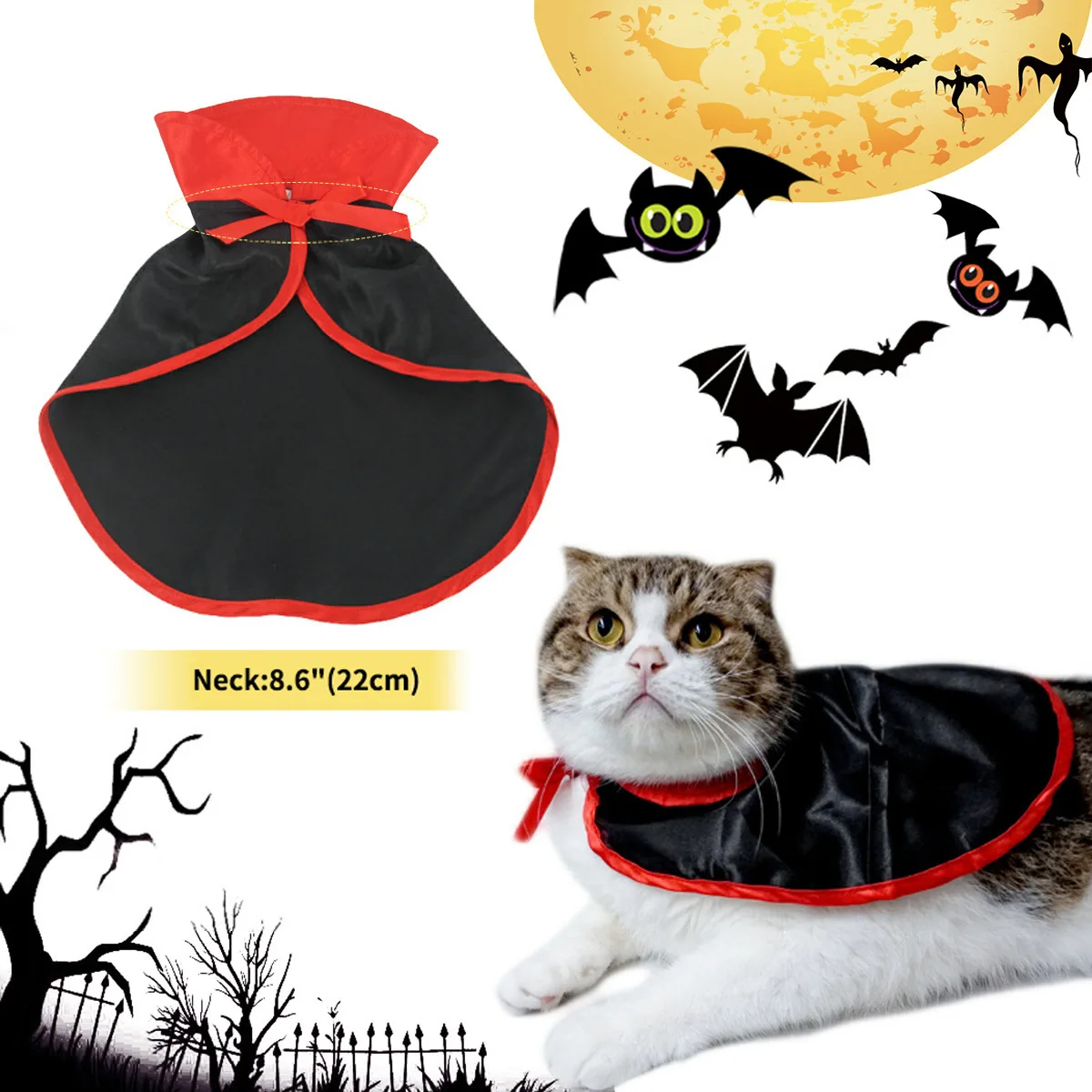 Halloween Vampire Cloak Dress Up Puppy Festival Set Dress up Cats Perfect Parties Accessories pet clothes Pet Supplies