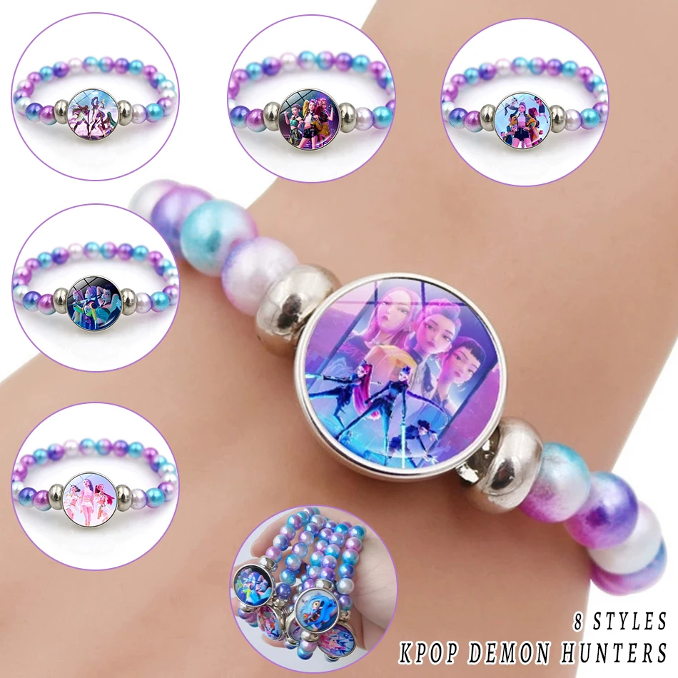 KPop شيطان الصيادين أساور الفتيات موضة مطرز معصمه لطيف الكرتون الشكل مجوهرات اكسسوارات الأطفال هدية الكريسماس اللعب