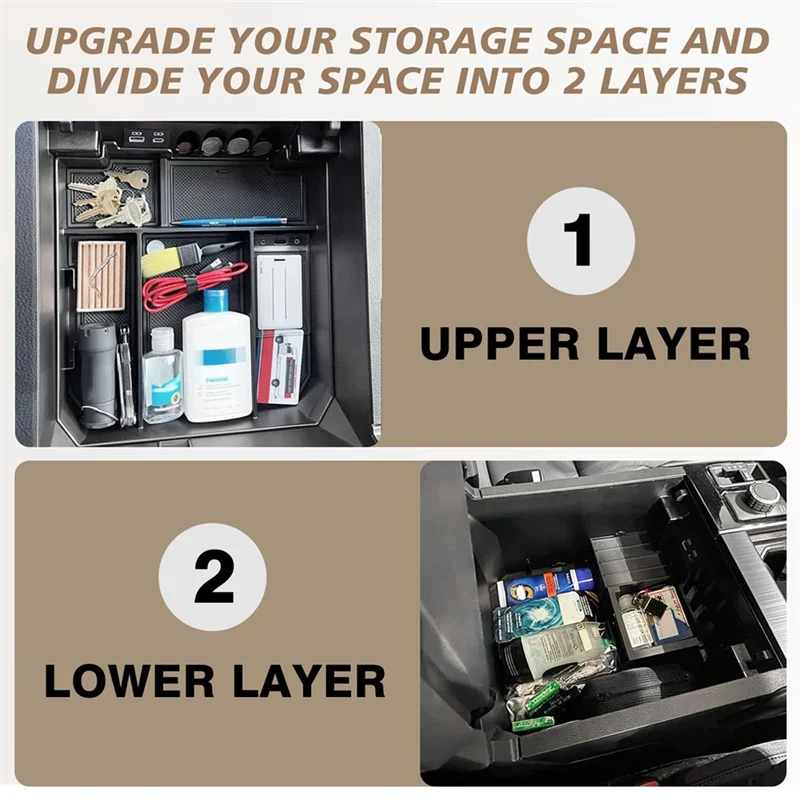 

Lasting For Toyota 2022-2025 Armrest Storage Box Center Console Organizer Lower Tray Accessories