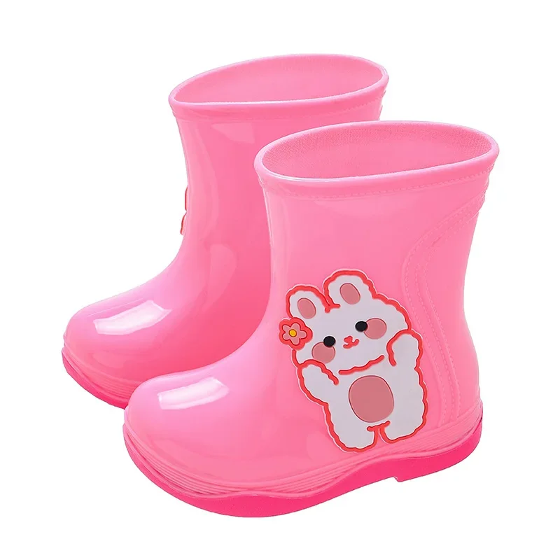 Children Rain Shoes Outdoor Cartoon Student Water Boots Boys Girls Waterproof Non-slip Rubbers Shoes Slip on Kids Ankle Boots