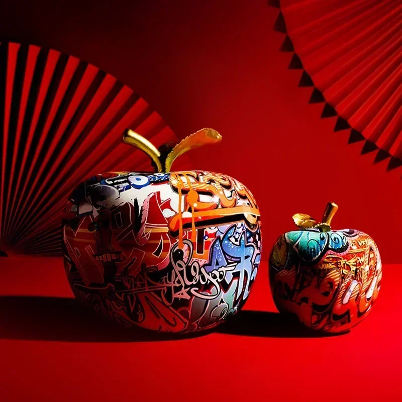 Figurines Statue Sculpture House Living Room Home Decor Decorative Nordic Modern Graffiti Style Painted Colored Apples