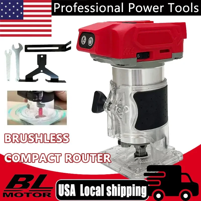 

Brushless Electric Trimmer 800W 30000RPM Cordless Compact Router 5-Speeds Woodworking Trimming Machine For Milwaukee 18V Battery