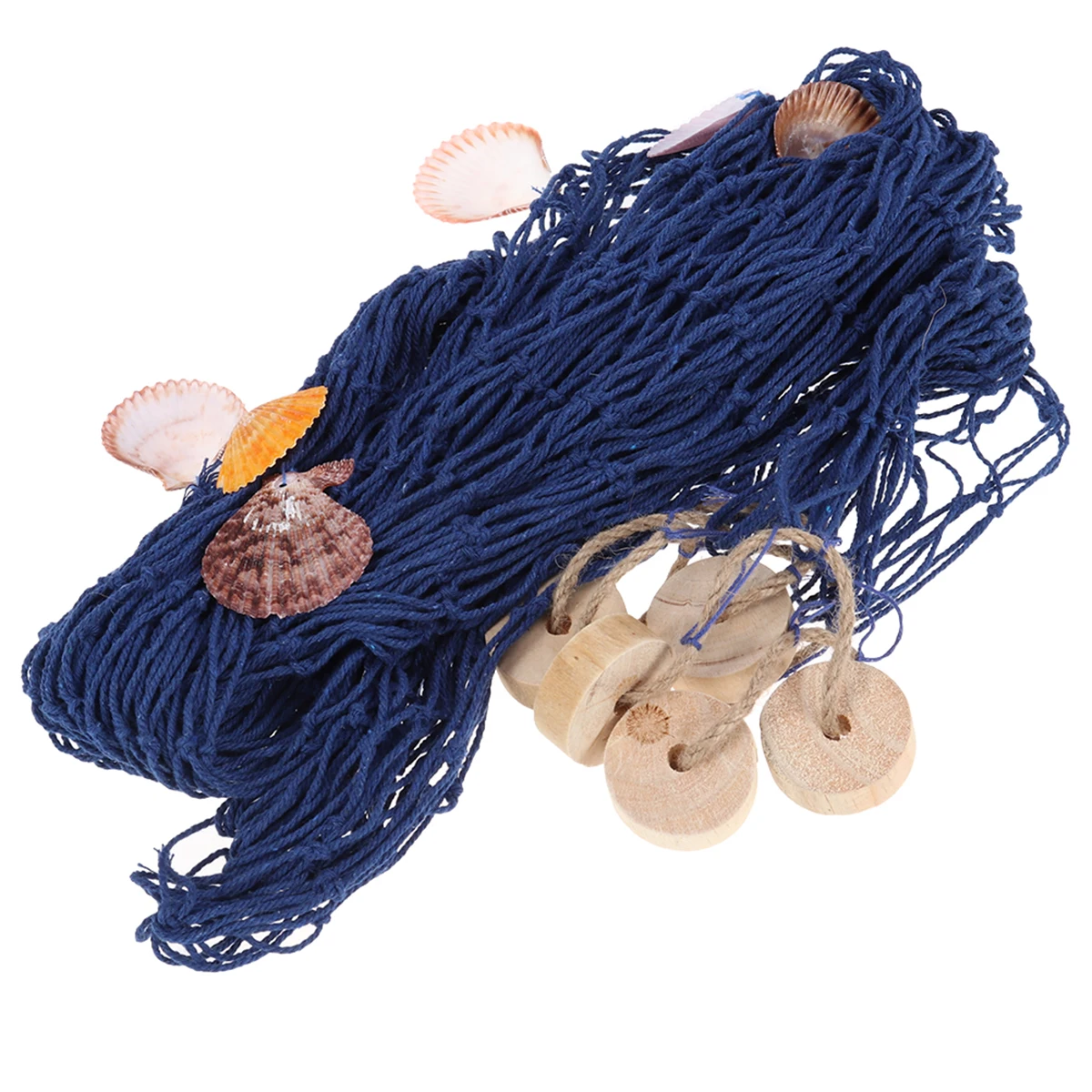 

150x200cm Mediterranean Fishing Net Wall Decor Blue Wooden Netting for Home Party Cafe Photo Studio Background