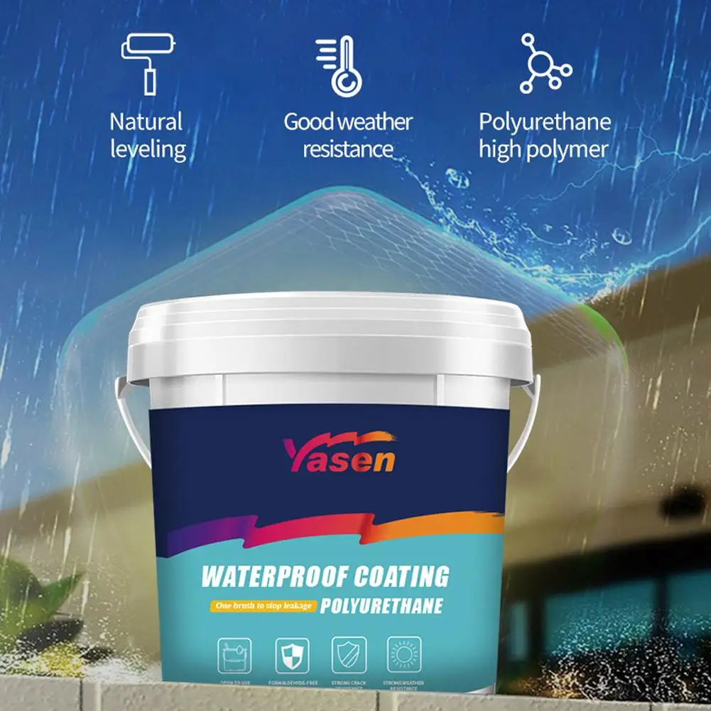 Revestimento impermeável de poliuretano à base de água, 1000g, parede externa, reparo de vazamento de telhado, casa, banheiro, parede e reparo de vazamento de telhado