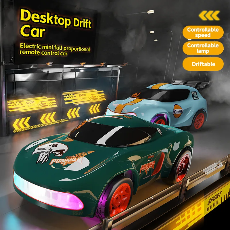 2.4GHZ 4WD 1/64 Mini RC Simulation Drift Car High-Speed Palm Racing Model Desktop Cars Remote Control GTR Racing Model Boy Toys