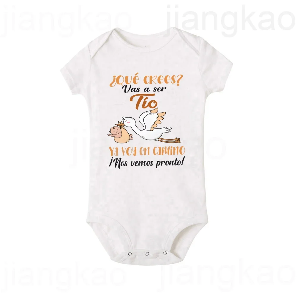 You Will Become An Aunt/Uncle Spanish Printed Newborn Romper Pregnancy Announcement Clothes Baby Reveal Bodysuit for Aunt Uncle