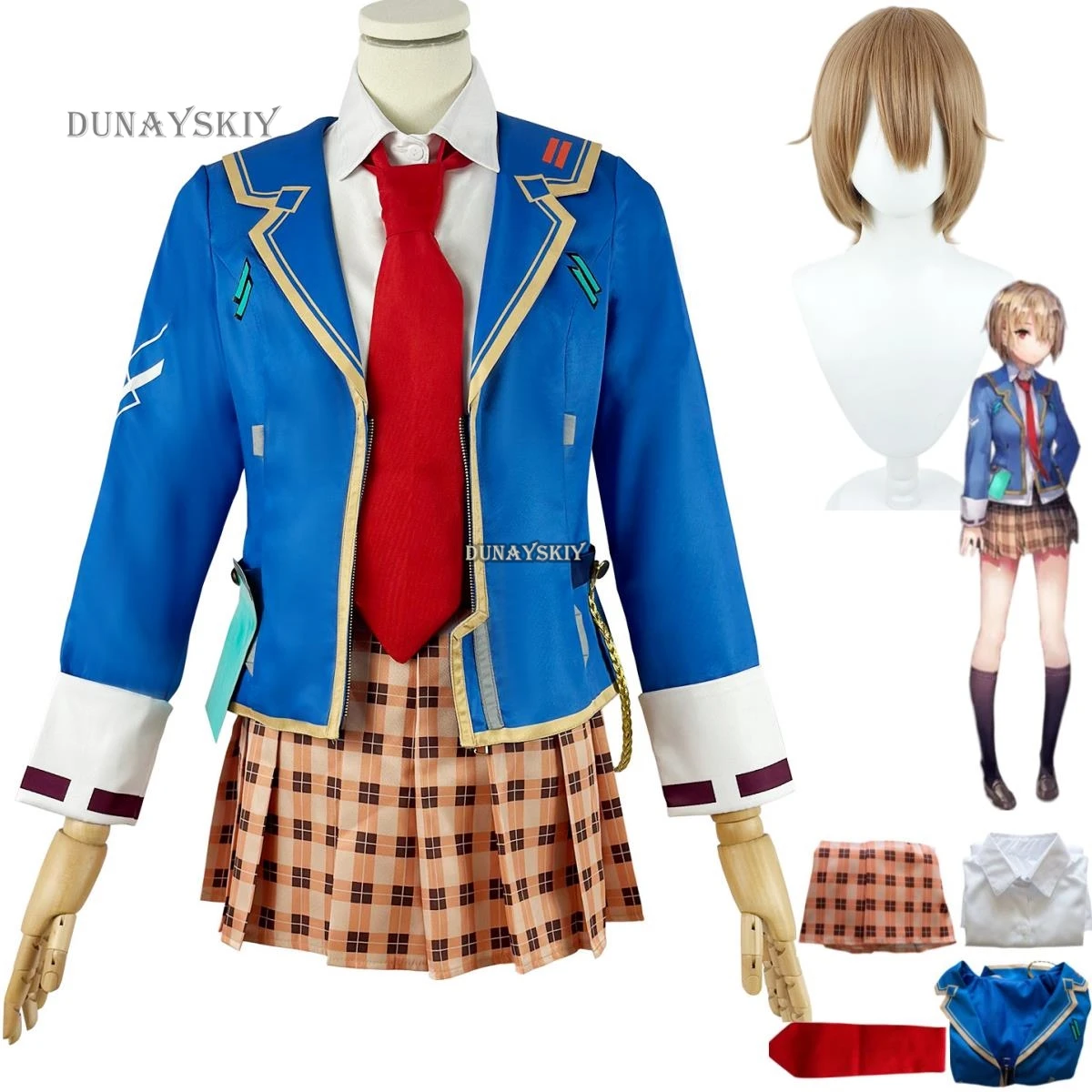 Anime Game Heaven Burns Red Kayamori Ruka Cosplay Costume Wig Japanese JK School Uniforms Skirt Coat Woman Lovely Campus Suit