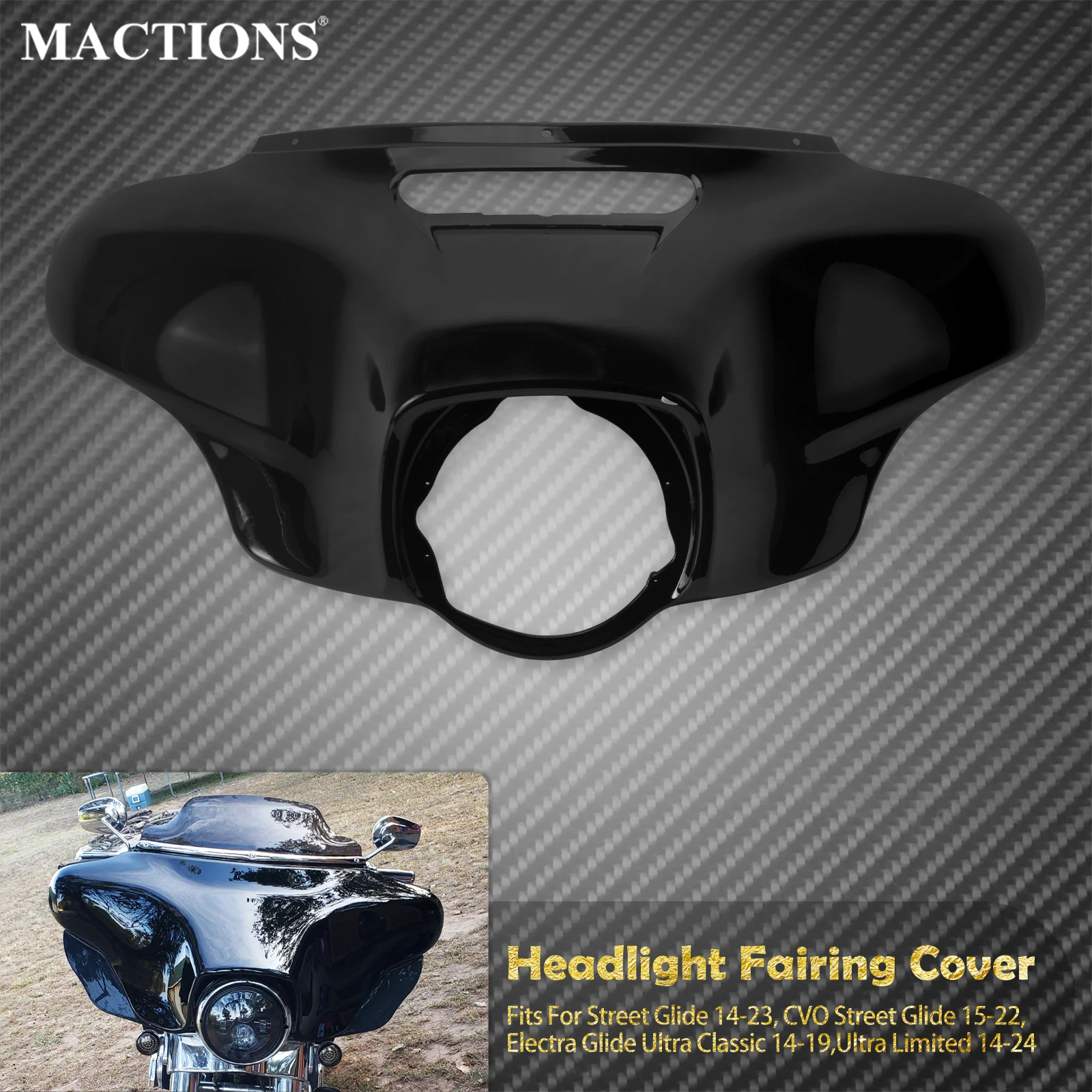 Motorcycle Front Headlight Outer Batwing Fairing Cover For Harley Touring Street Glide Ultra Limited 2014-Up Electra Glide CVO