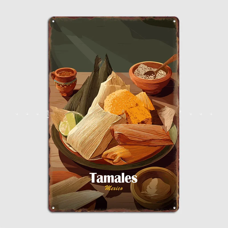 Tamales Mexico Still Life Vintage Poster Metal Sign Custom Bedroom Room Decor Home Decor Posters Wall Decoration