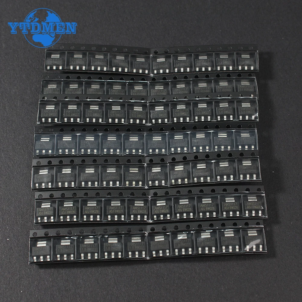 70 szt. Zestaw regulatora napięcia AMS1117 SOT-223 AMS1117-3.3V AMS1117-ADJ AMS1117-5.0V AMS1117-2.5V AMS1117-1.8V AMS1117-1.5V 1.2V-5V