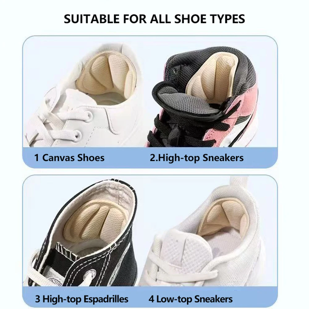 4 أزواج من وسادات الأحذية ذات مقابض الكعب للأحذية وسائد قدم ذاتية اللصق كبيرة جدًا للكعب ومضادة للبثور وبطانات الأحذية وواقيات الكعب