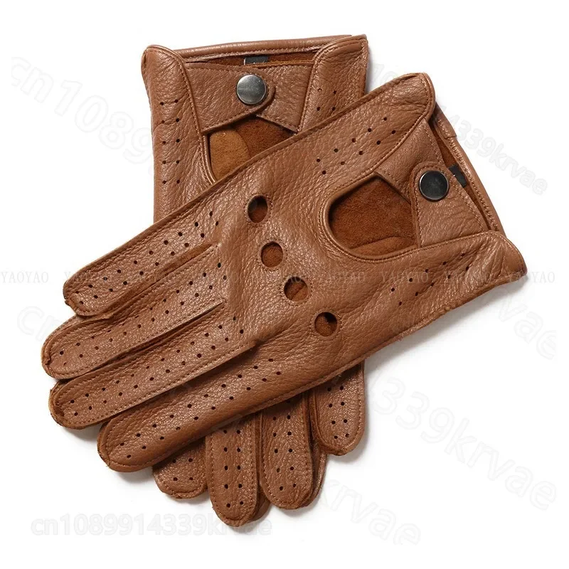 Accessories Male Spring Genuine Leather Glove Men Real Sheeskin Black/Brown Thin Luva Driving Riding Motorcycle Gloves