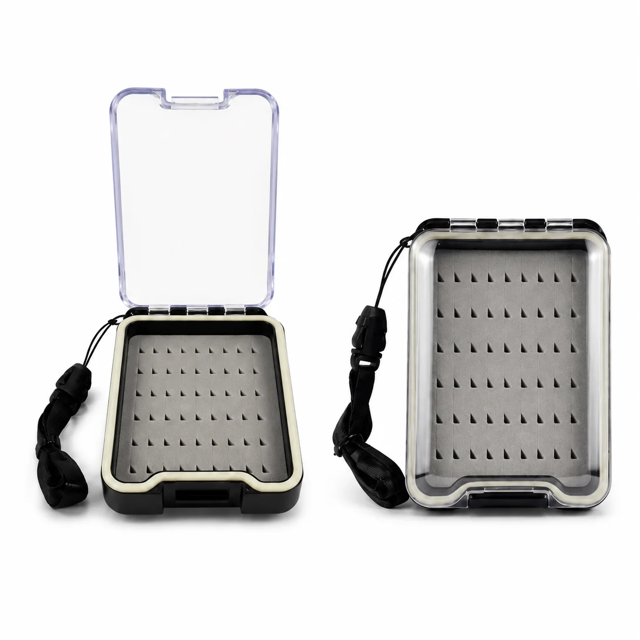 Waterproof Mini Pocket Fly Fishing Box with Lanyard, Clear PC Lid, ABS Body & EVA Foam Insert, Compact Fly Storage Case