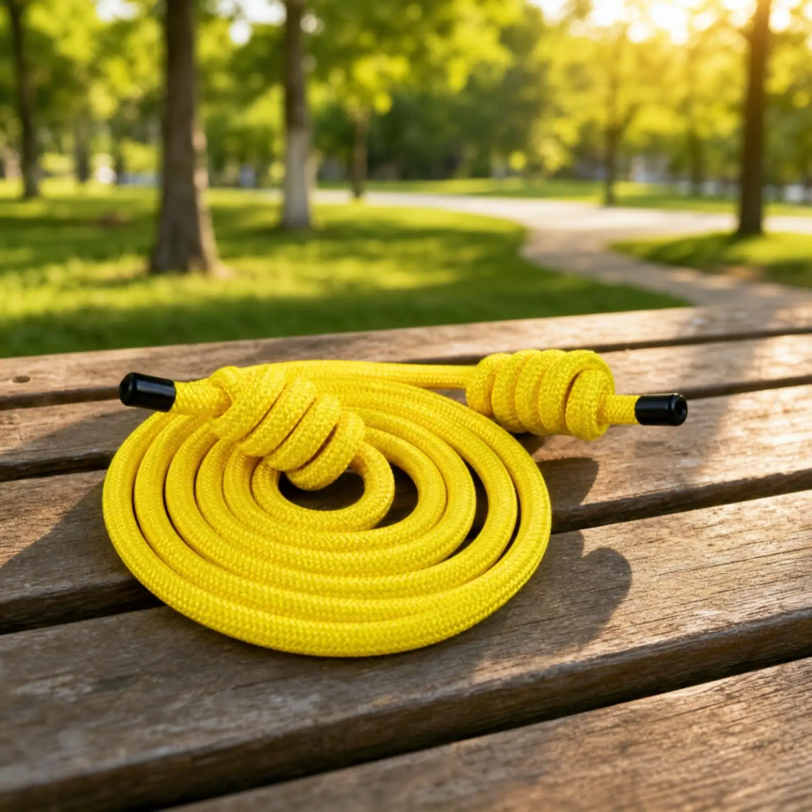 Flexible Fitness Jump Rope with Dark Grip Caps for Home Workout Routines and Muscle Toning