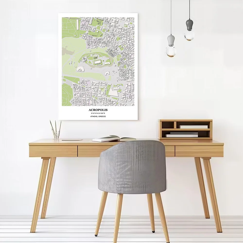 Acropolis Map Canvas Poster Wall Art Customizable High Quality Printed Picture for Bedroom Decoration Decor Room Painting Mural