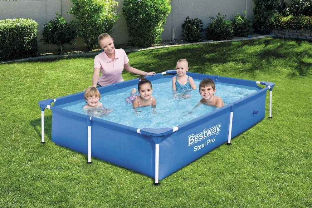 56401 Bestway 221*150*43cm 1200l Splash Jr. Piscina con estructura/87x59x17" Piscina rectangular con soporte de marco metálico/Piscina de 2,2 m x 1,5 m