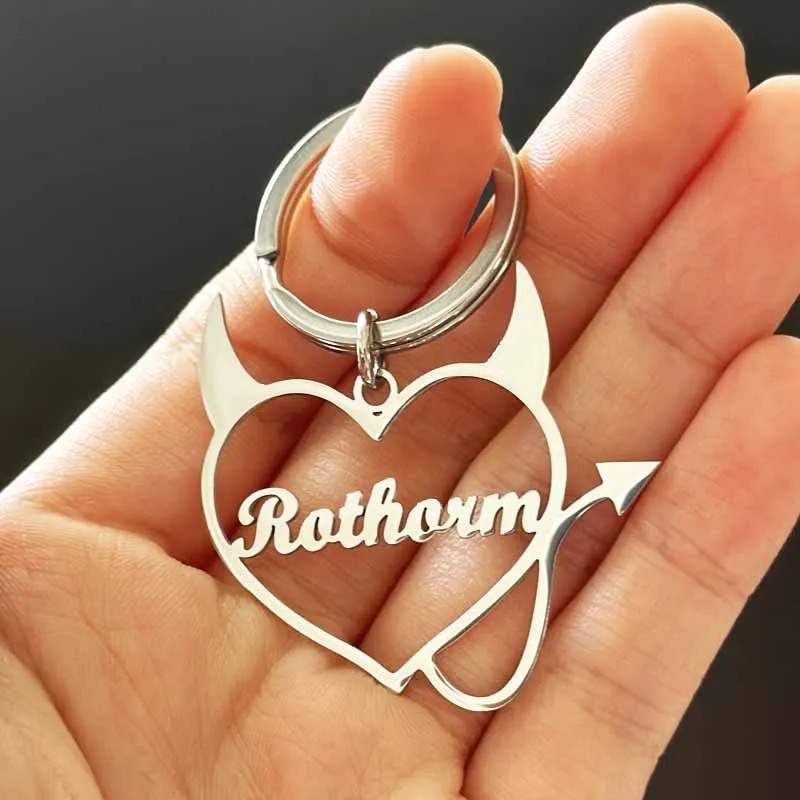 Customized Name Letter Keychain Stailess Steel Heart Shape Personalized Keyring For Man Women Memory Gift