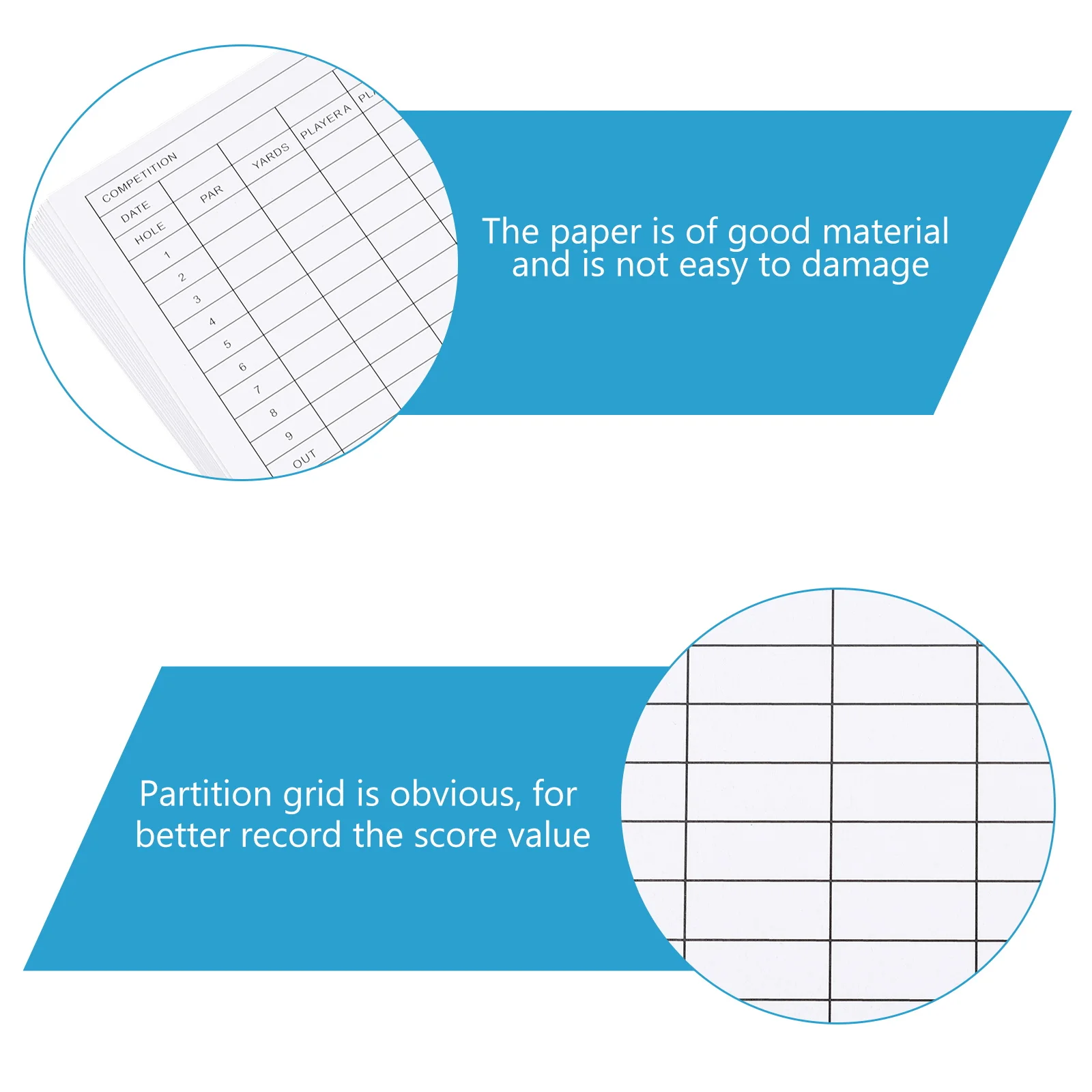 

12Pcs Coated Paper Golf Scorecards Partition Grid Obvious Durable Practical Competition Scorecards Score Card Tool