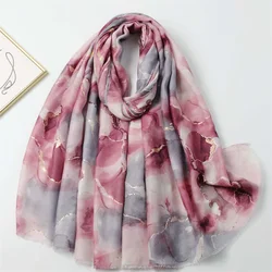 Women Winter Thick Viscose Cotton Scarf Ink Painting Floral Fringe Shawls And Wraps Pashmina Stole Bufandas Muslim Hijab Sjaal