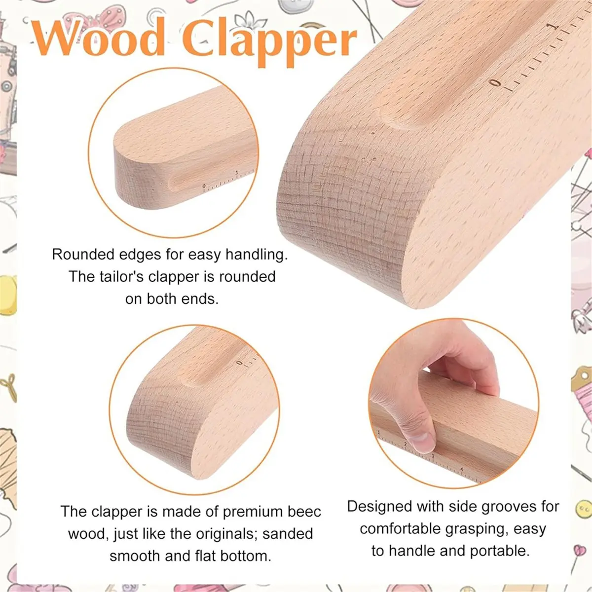 2-Pack Beech Wood Tailors for Sewing and Quilting, 12