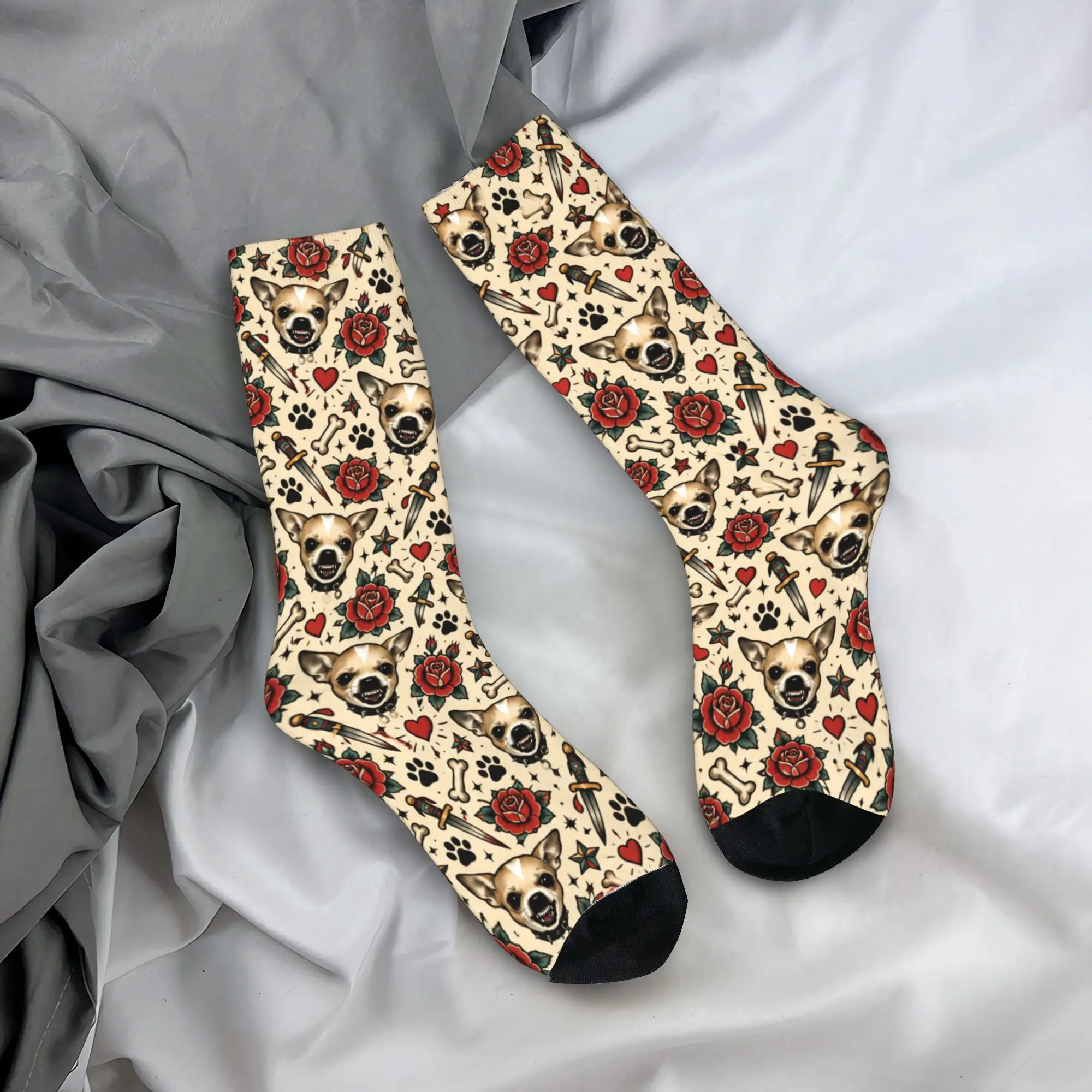 Funny Dog Chihuahua Lovers Socks Winter  Stockings Gothic Adults Men Soft Socks Graphic Running Anti Sweat Socks