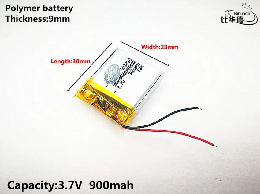 Good Qulity 3.7V,900mAH,902830 Polymer lithium ion / Li-ion battery for TOY,POWER BANK,GPS,mp3,mp4