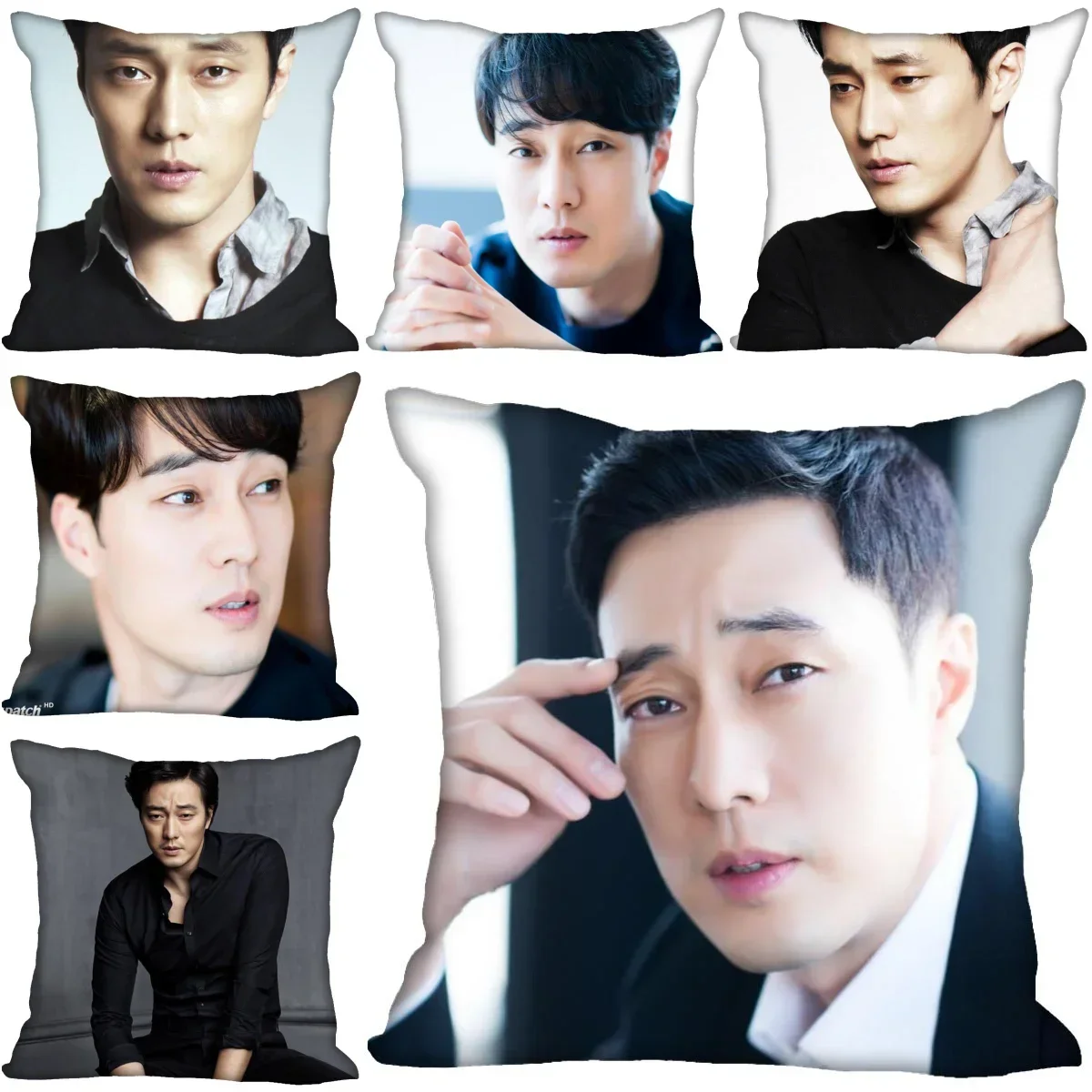 Funda de almohada decorativa para dormitorio, fundas de almohada cuadradas con cremallera, suave de satén, No se decolora, 0824, So Ji Sub KPOP Boy