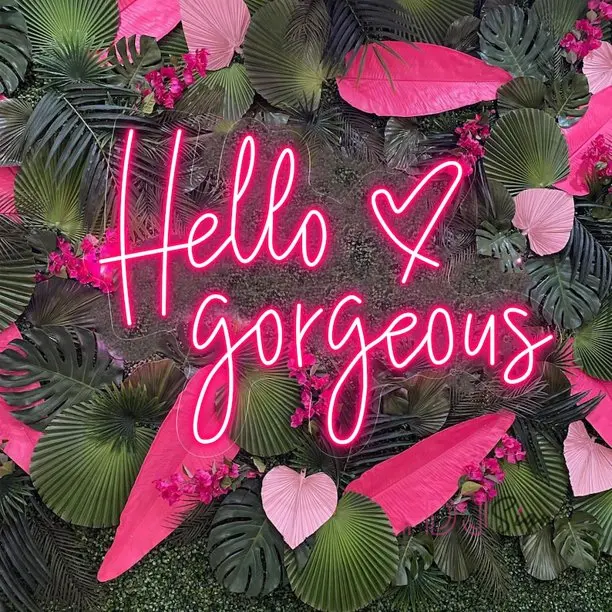 Hello Gorgeous Led Neon Signs for Wedding Birthday Party Bedroom Home Decor Wall Light Sign Art Gift, 19.7 inch