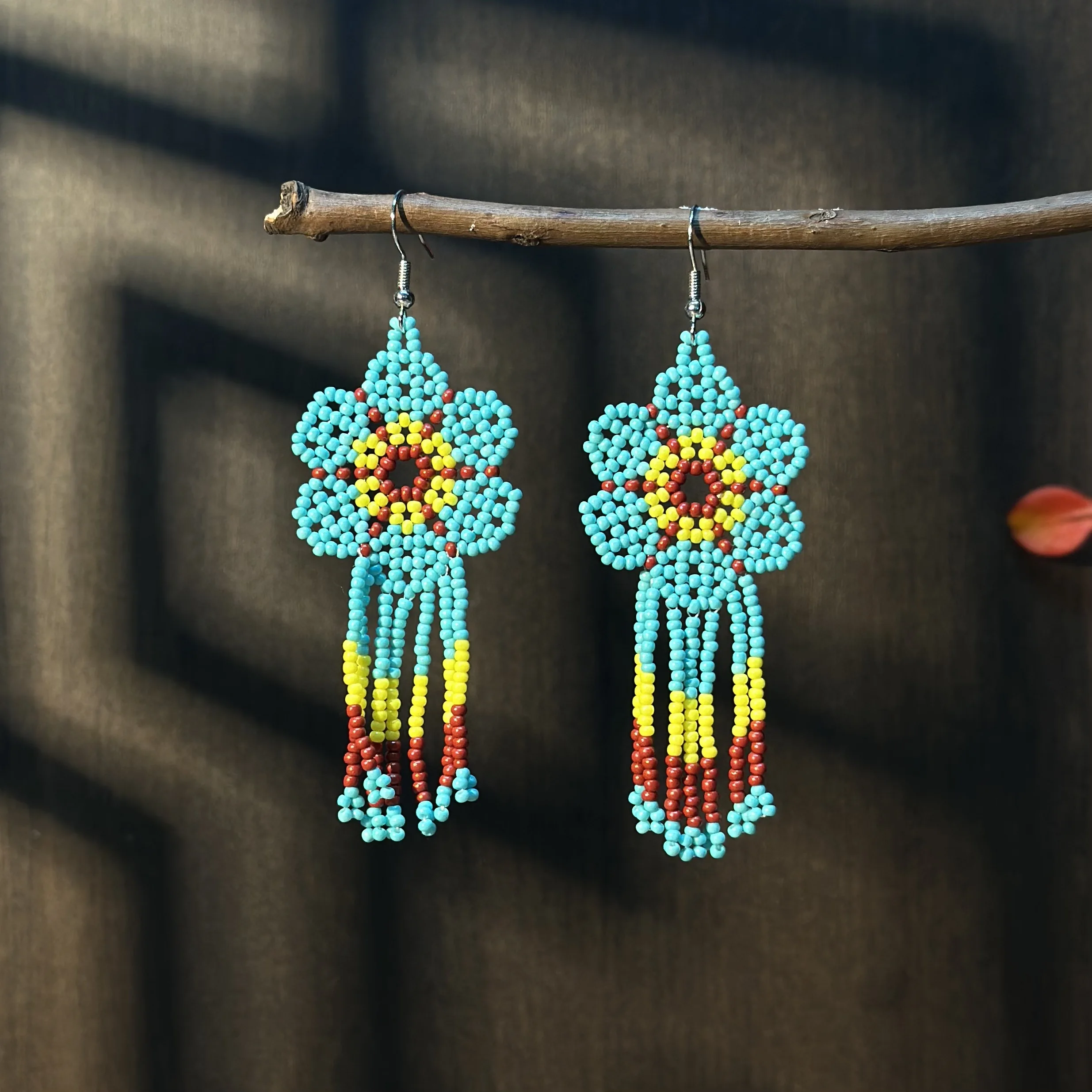 AHAYA Official Flower Collection Bohemian Style Beaded Earrings Seed Bead Pendant Earrings Handmade Holiday Gifts