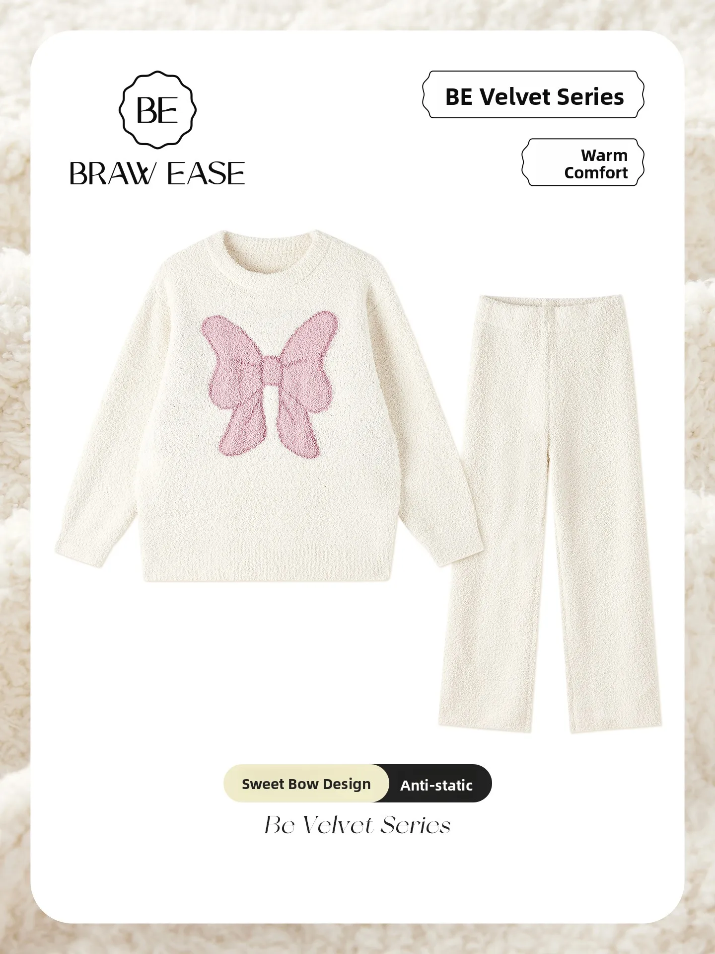 Damen Coral Fce Pyjamas Thiened f Velvet Cozy Winter Spwear Round Ne Long Sve Lange Hosen für Herbst Winter