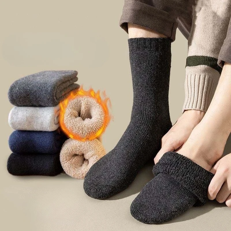 

5pcs Winter Warm Solid Women Socks Thicken Thermal Socks Black Skin Seamless Snow Sock Wool Cashmere Women Socks